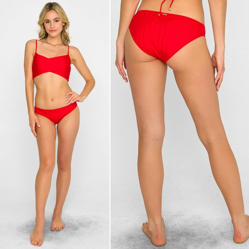 🆕️ Beach Bunny Swimwear Gloria Full Swimsuit Bottoms in Red